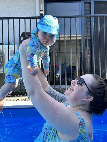 Customer photo review of Great Barrier Reef Unisex Long Sleeve Zip Swimmers