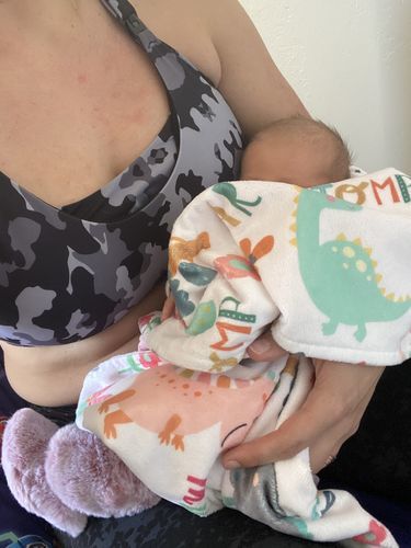 Customer photo review of Ultra Comfort Active Nursing Bra (Black Camo)