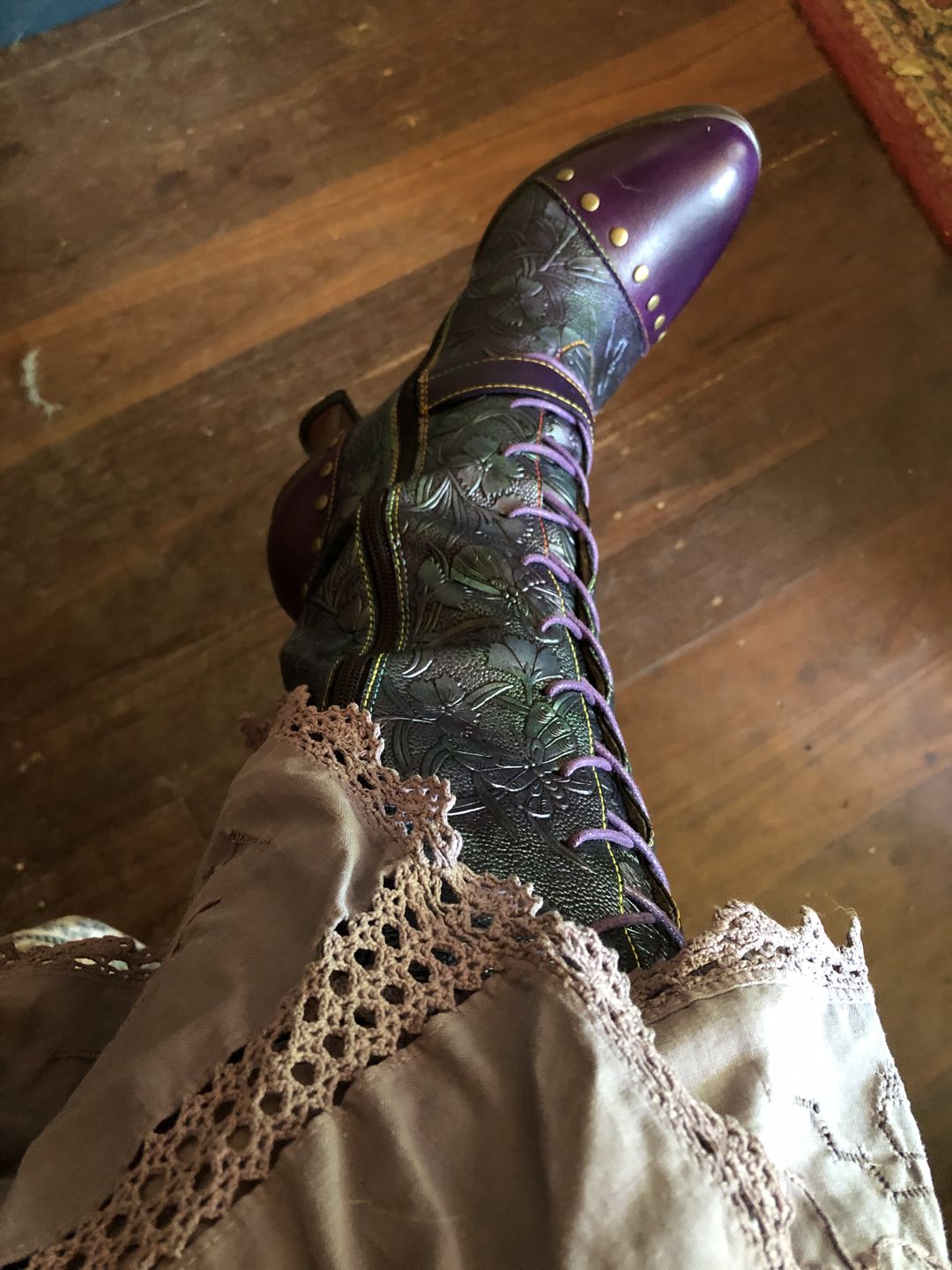 Customer photo review of Warm Embossed Real Leather Dragonfly Boots
