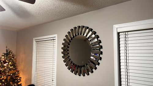 Customer photo review of Sunburst Beveled Round Mirror 35"