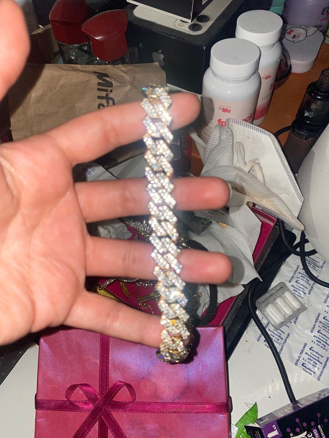 Customer photo review of 8-12mm Iced Prong Cuban Chain
