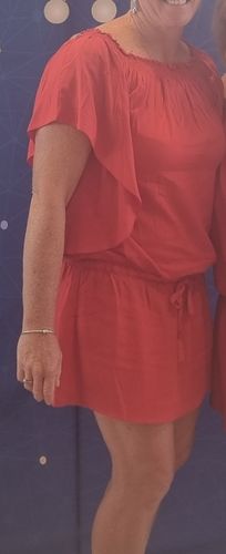 Customer photo review of Holiday Dreaming Short Beach Dress/Top In Bright Red