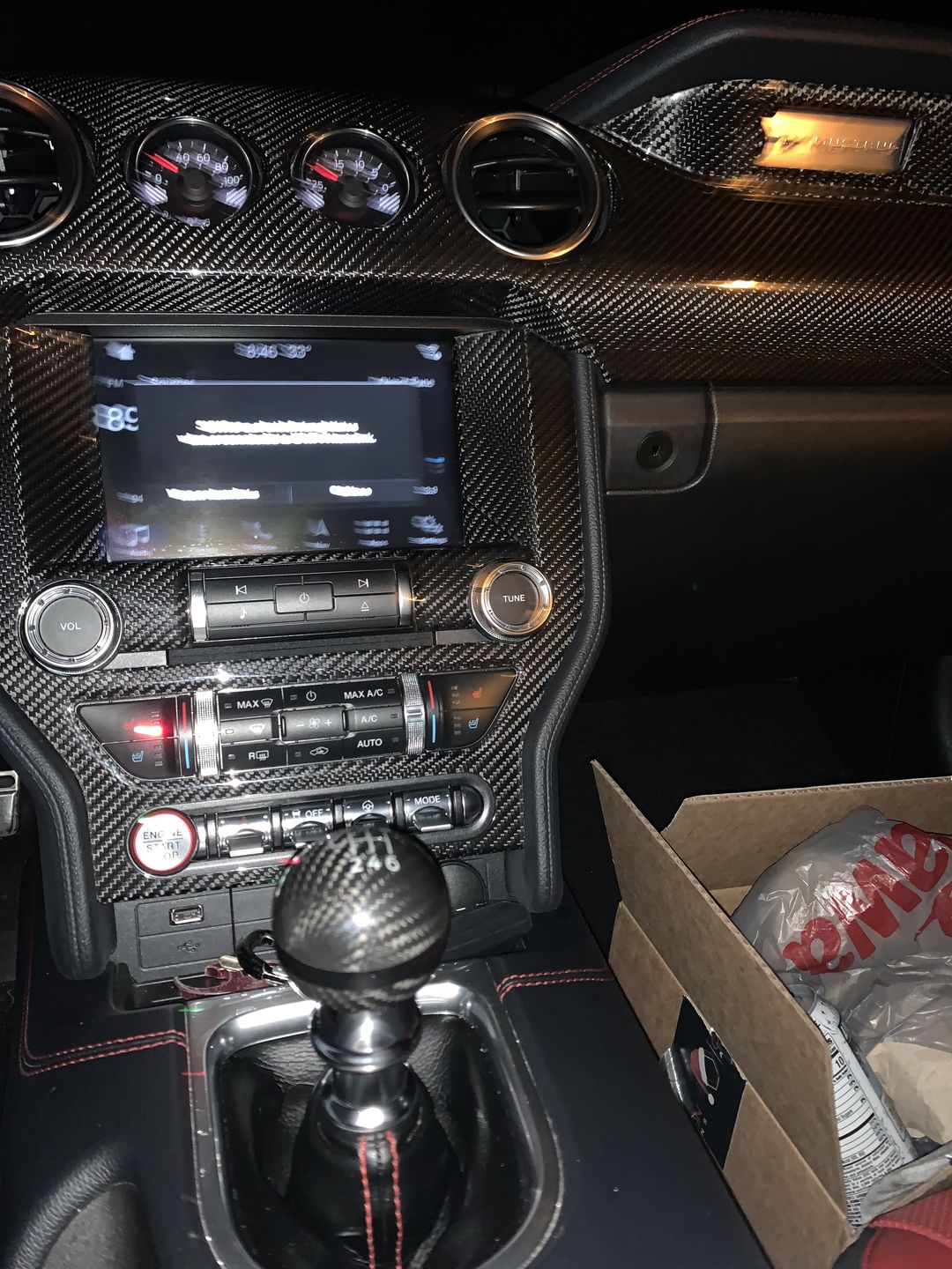 Customer photo review of REAL CARBON FIBER RADIO NAV TRIM COVER | 2015-2022 FORD MUSTANG