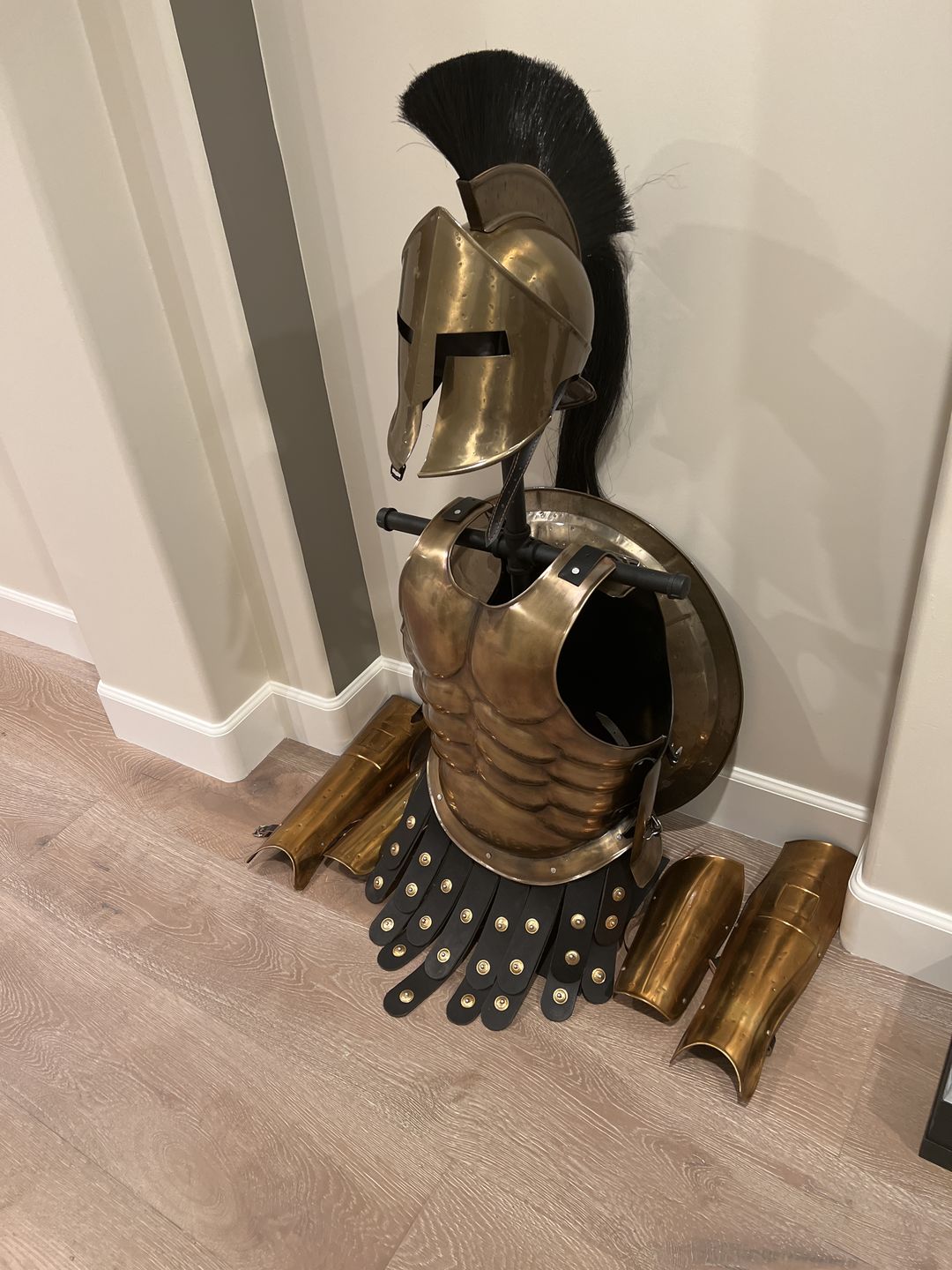 Customer photo review of Spartan Shield 24" ~ King Leonidas 18 Gauge Steel, Antique Finish Shield