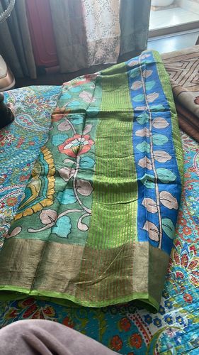 Customer photo review of Elaborate Bloom-Kalamkari Pure Tassar Silk Saree