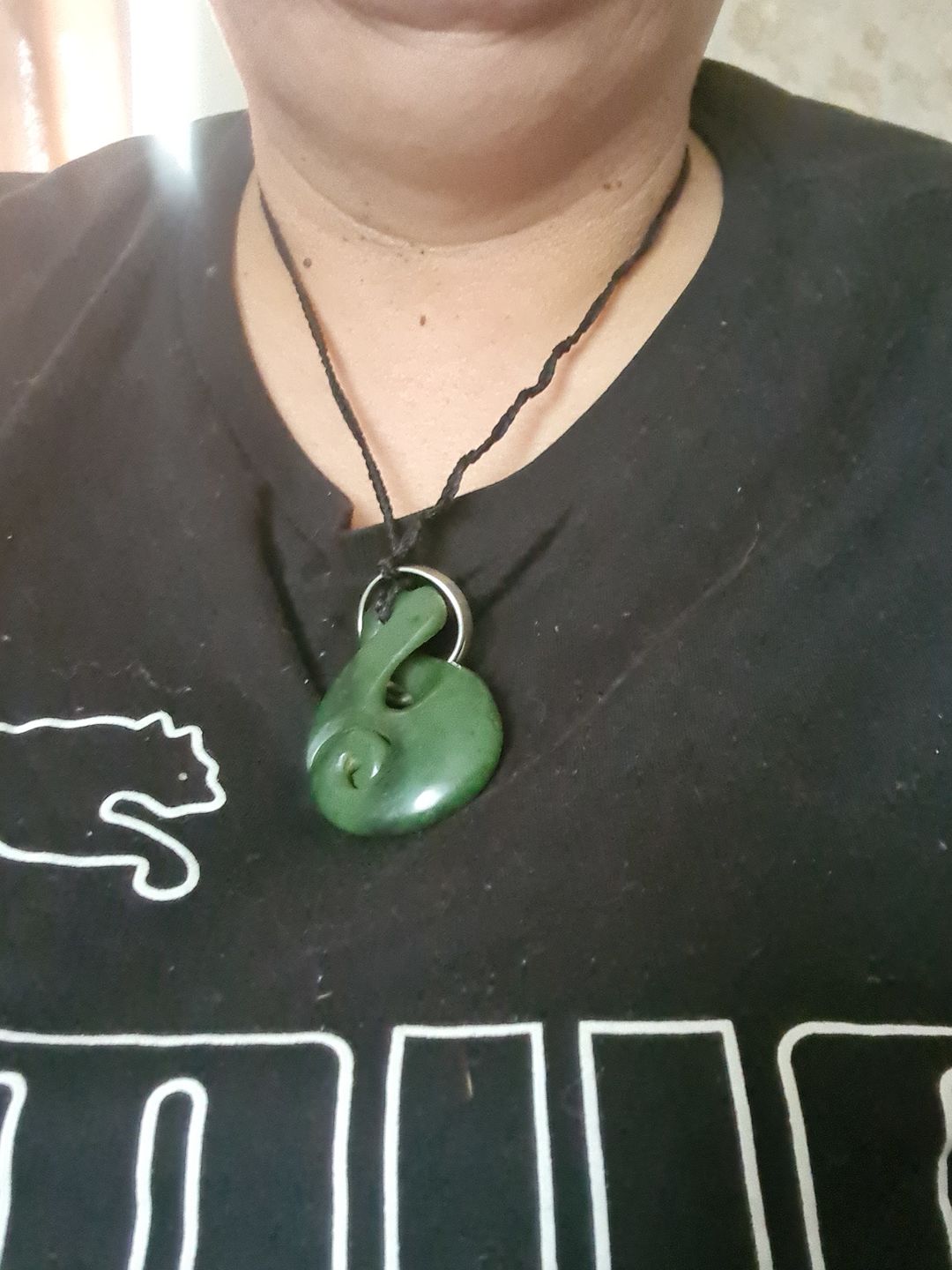 Customer photo review of Braided Neck Cord with Greenstone Toggle