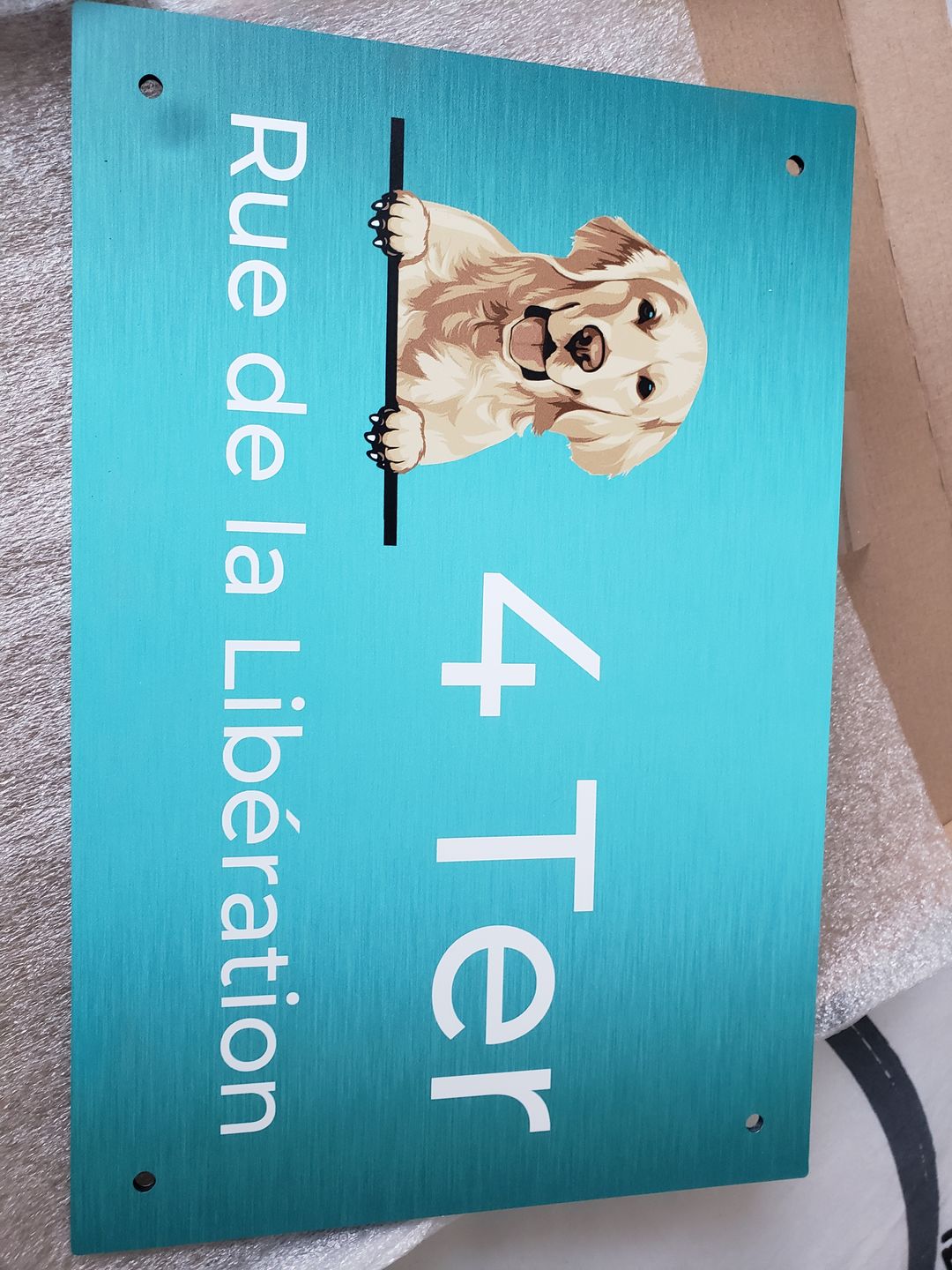 Customer photo review of Chiens curieux et numéro de maison - Plaque de porte personnalisée