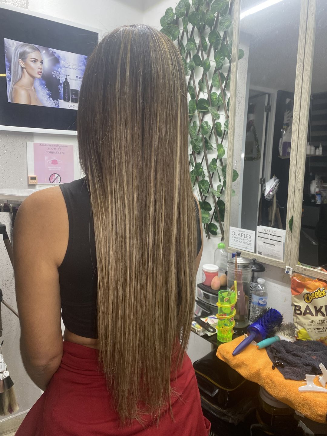Customer photo review of Injection Tape In Virgin Hair Extensions Balayage Brown With Blonde #4/27/4