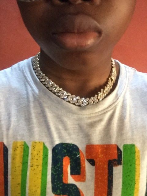 Customer photo review of 8-12mm Iced Prong Cuban Chain