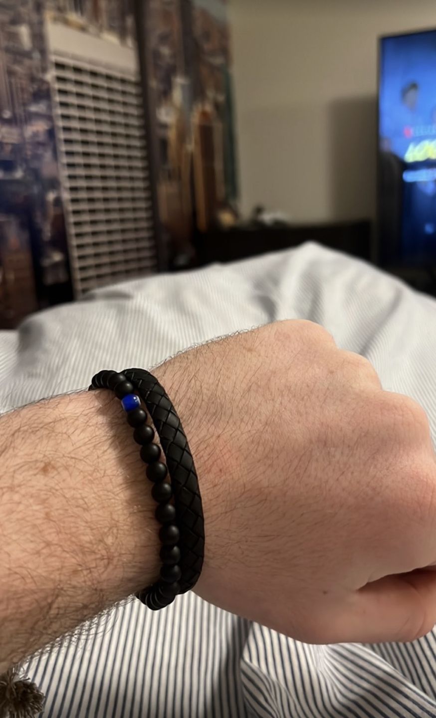 Customer photo review of 8mm Flat Leather Bracelet