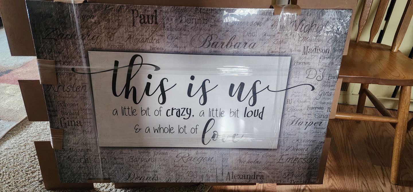 Customer photo review of Personalized "This Is Us" With Names on Background Premium Canvas