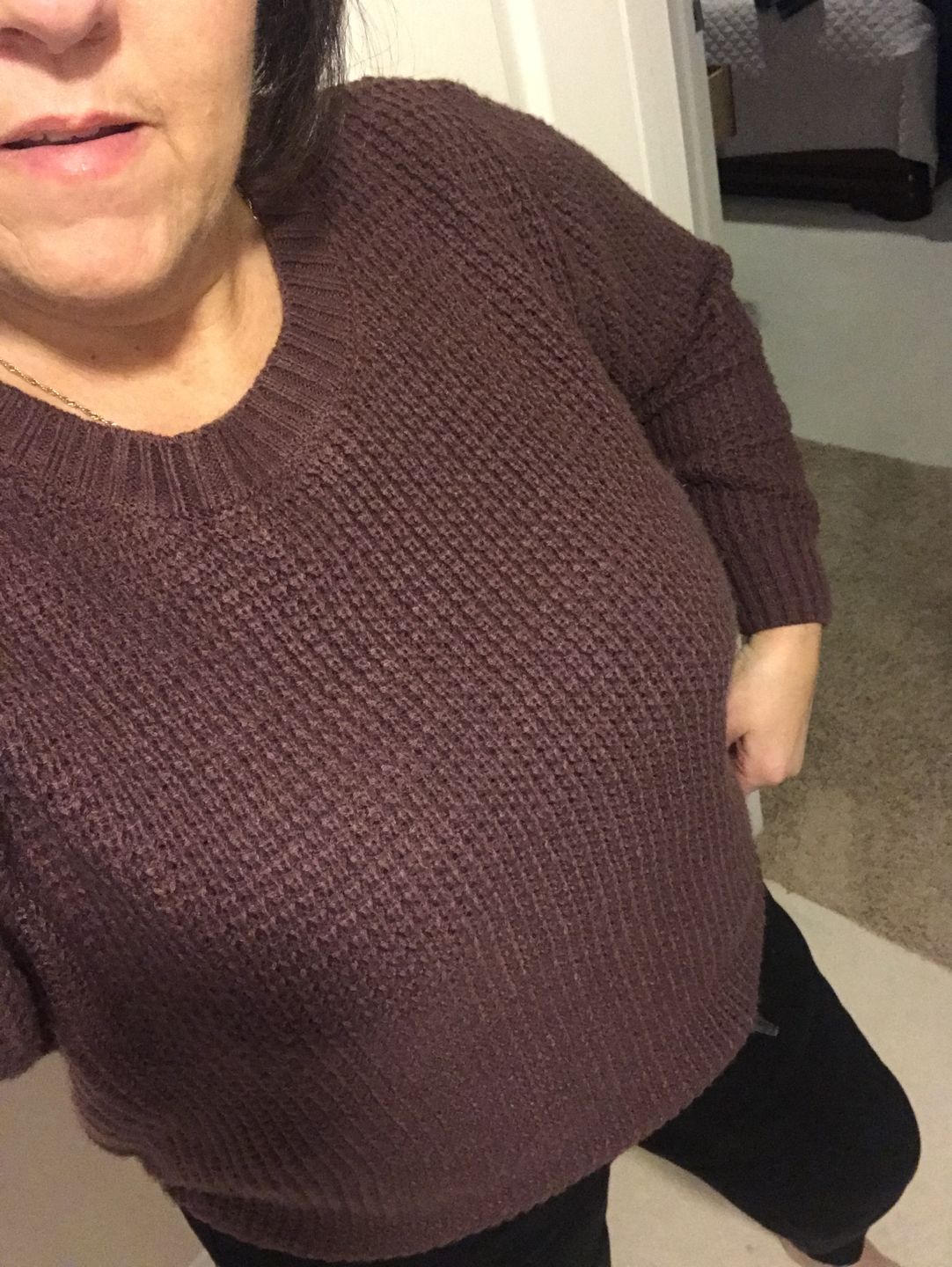 Customer photo review of Zen Waffle Sweater (Eggplant)