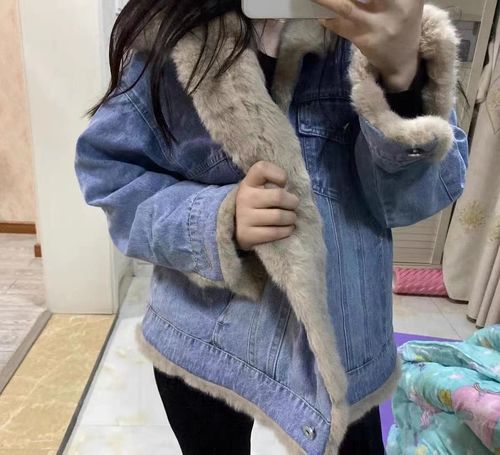 Customer photo review of Veste en jean fourrure