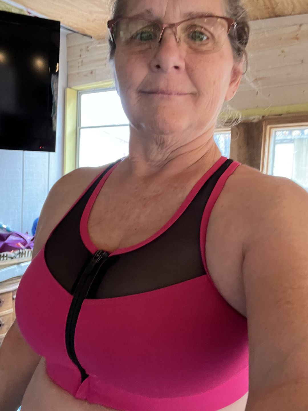 Customer photo review of The Closer Bra – Battle Cry Pink