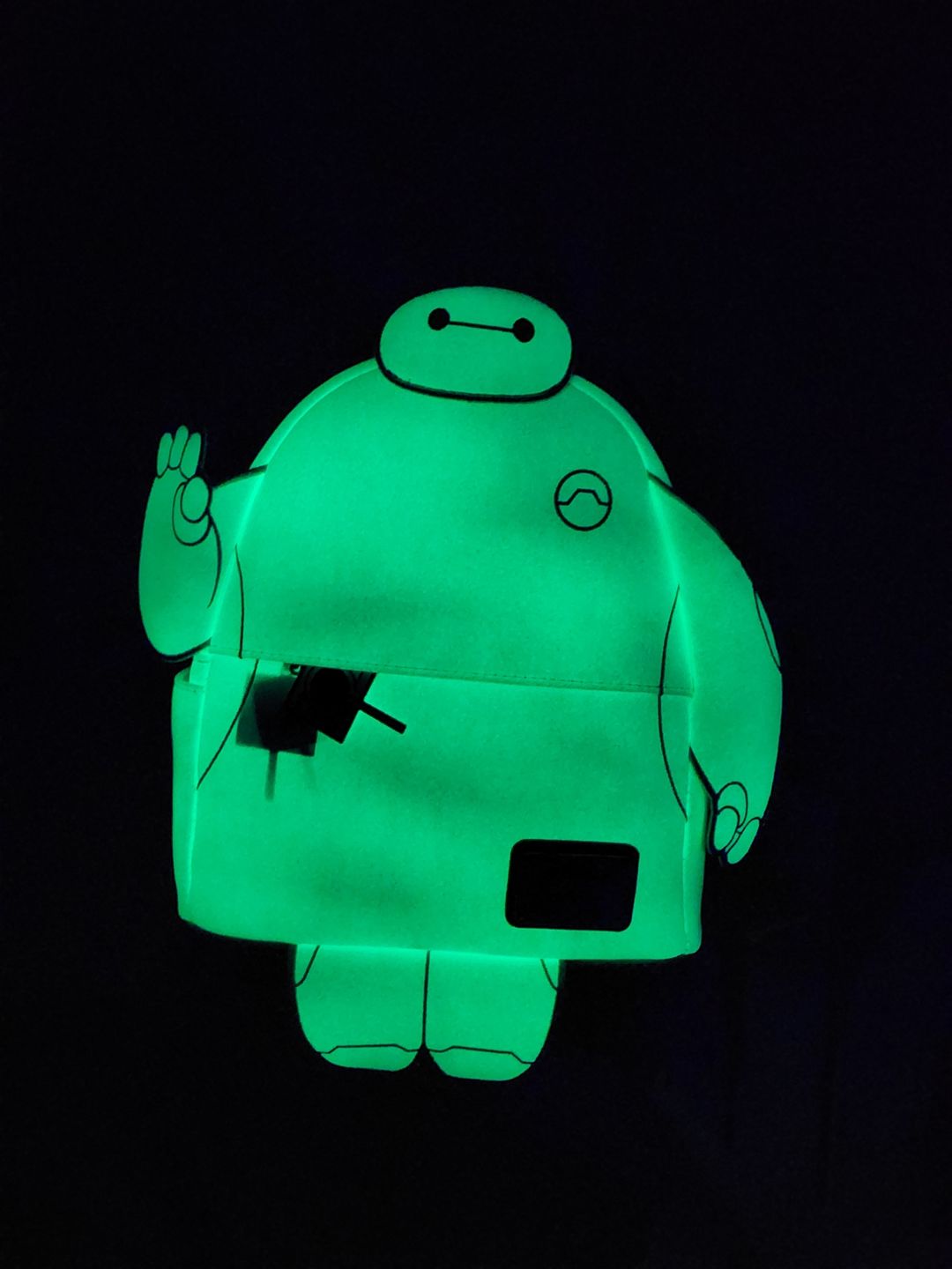Customer photo review of 707 Street Exclusive - Loungefly Disney Glow in the Dark Talking Baymax Mini Backpack