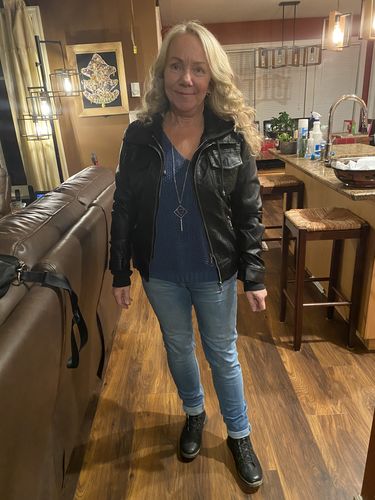 Customer photo review of Girl Next Door Vegan Leather Jacket (Black)
