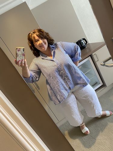 Customer photo review of Casa Shirt Navy Stripe