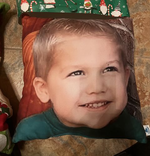 Customer photo review of Create A Custom Face Pillow