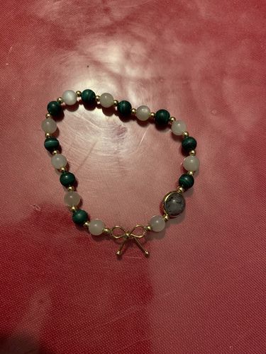 Customer photo review of Bracelet anti-douleur en malachite et pierre de lune | Or fin