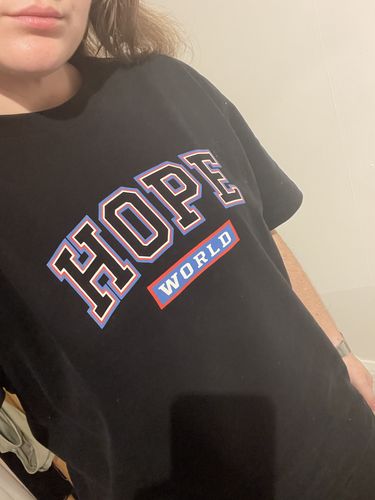 Customer photo review of Hope World T-Shirt