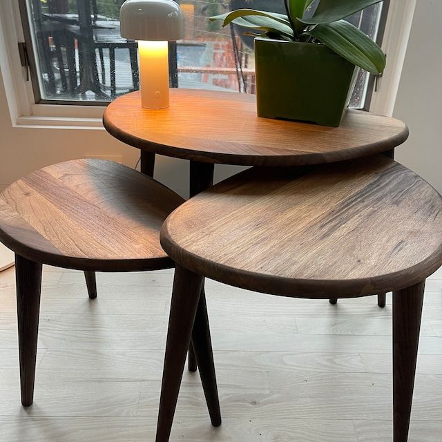 Customer photo review of Ercol Style Solid Walnut Set of Three Nesting Table