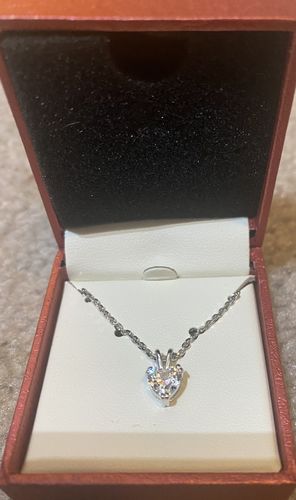 Customer photo review of Solitaire Heart 0.7ct Heart CZ Necklace in Sterling Silver