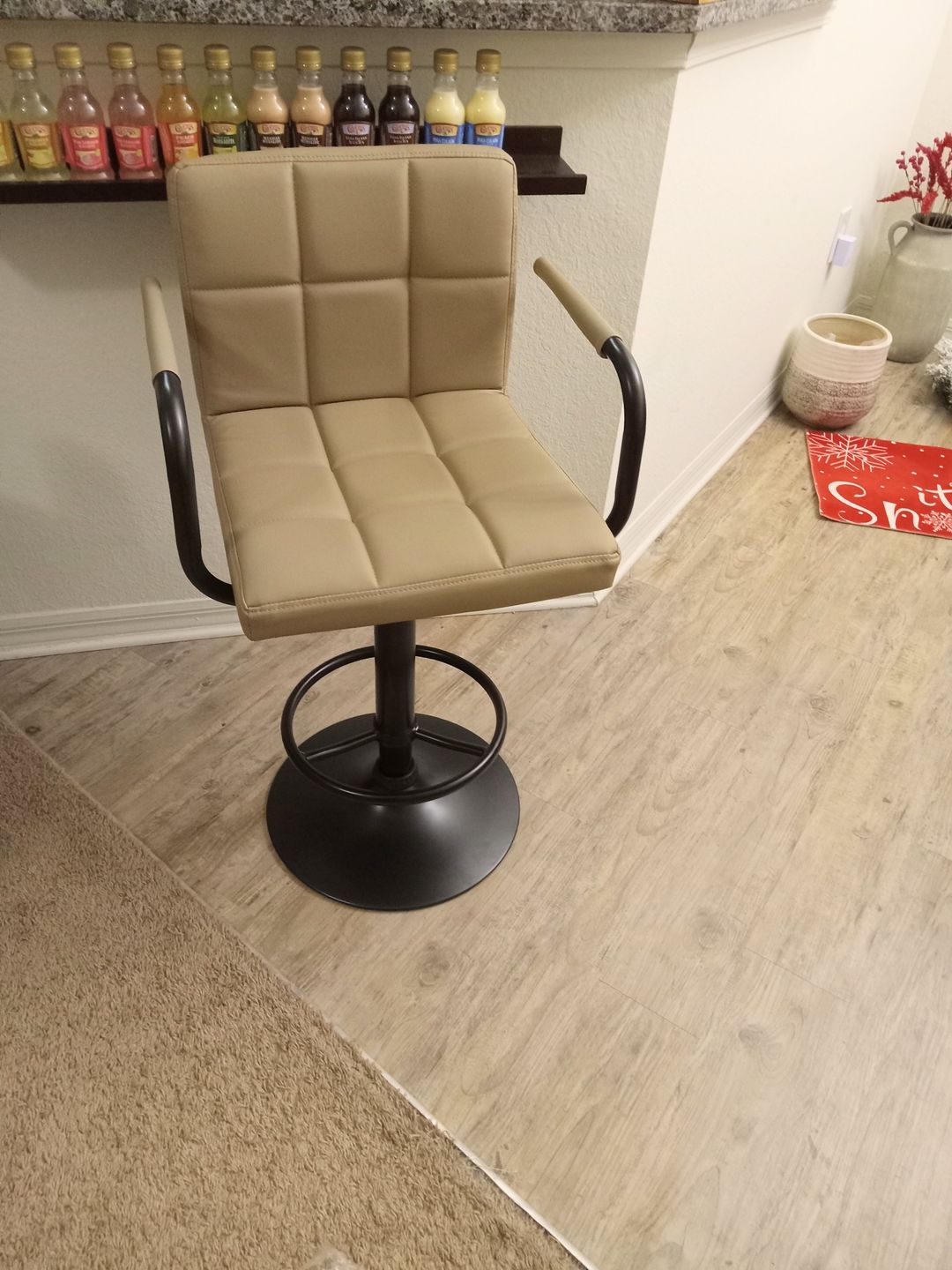 Customer photo review of Adjustable Square Bar Stools with Arm Rest (Set of 2)