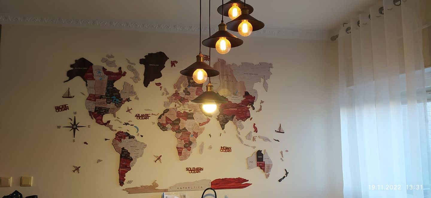 Customer photo review of 3D Wooden World Map Urban