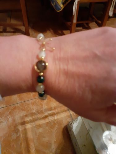 Customer photo review of Bracelet anti-douleur en malachite et pierre de lune | Or fin