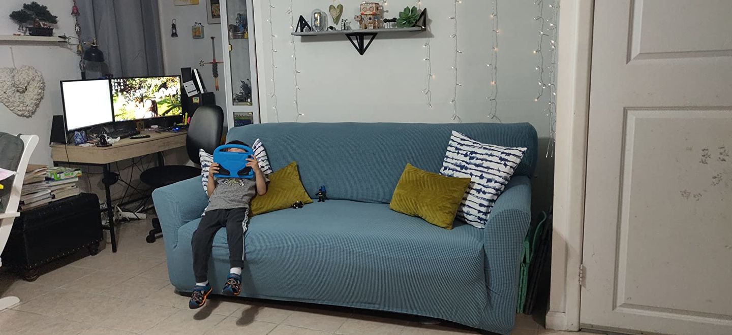 Customer photo review of 2 Pieces Stretch Sofa Slipcover Armchair Sofa Covers