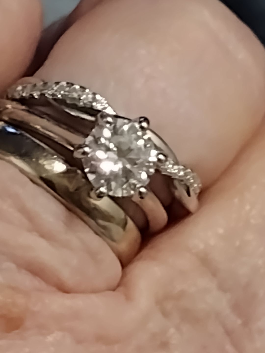 Customer photo review of Twisted Vine Moissanite Half Eternity Wedding Band Stackable Ring