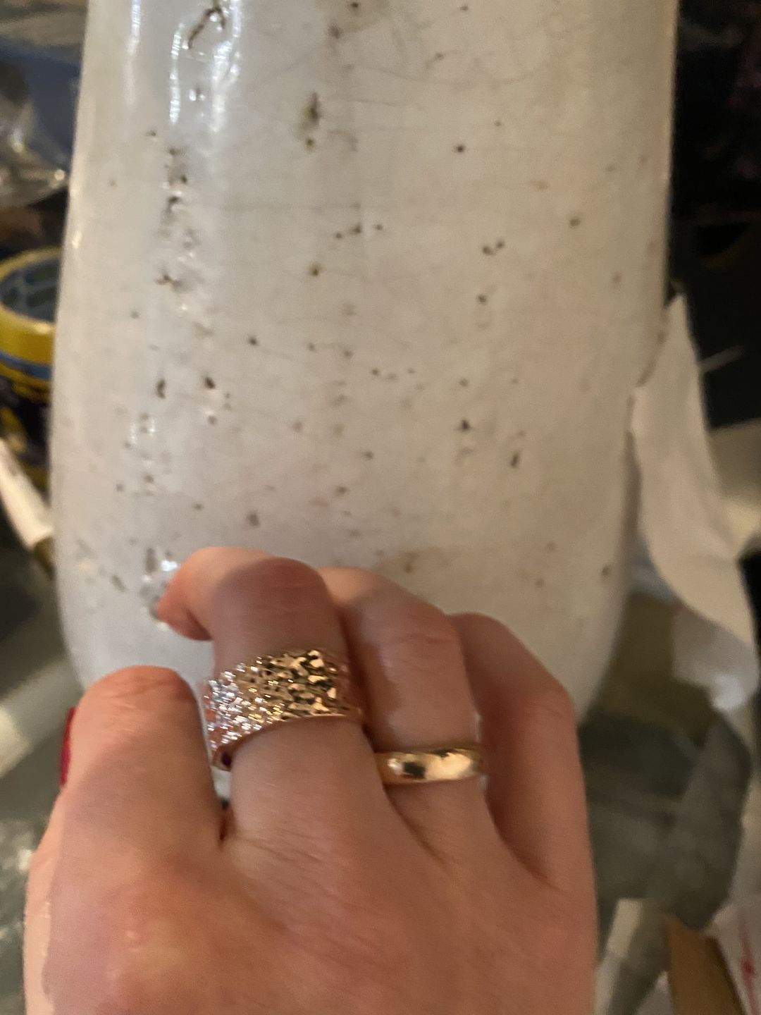 Customer photo review of Grecian Hammered Silver Stacking Ring