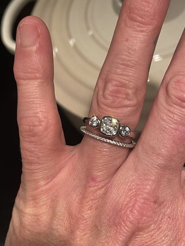 Customer photo review of 3-Stone 1.25ct Cushion CZ Ring in Sterling Silver