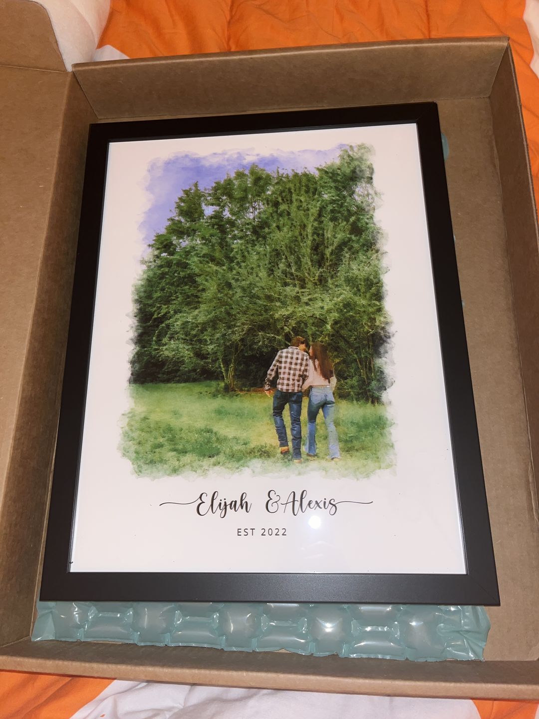 Customer photo review of Custom Engagement Anniversary Couple Portrait
