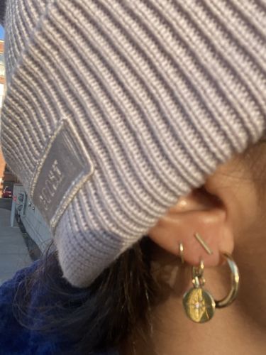 Customer photo review of Boucles D'Oreilles Barres - Or 14 Carats