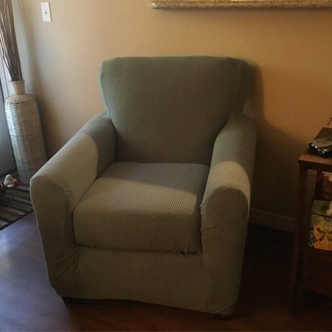 Customer photo review of 2 Pieces Stretch Sofa Slipcover Armchair Sofa Covers