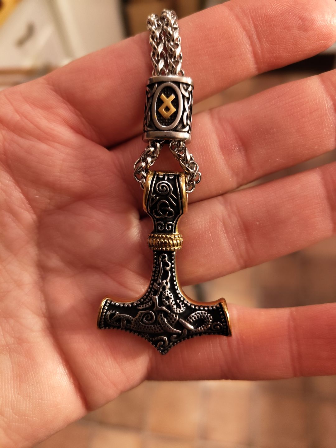 Customer photo review of Mjölnir - Thor's Hammer Stainless Steel Necklace