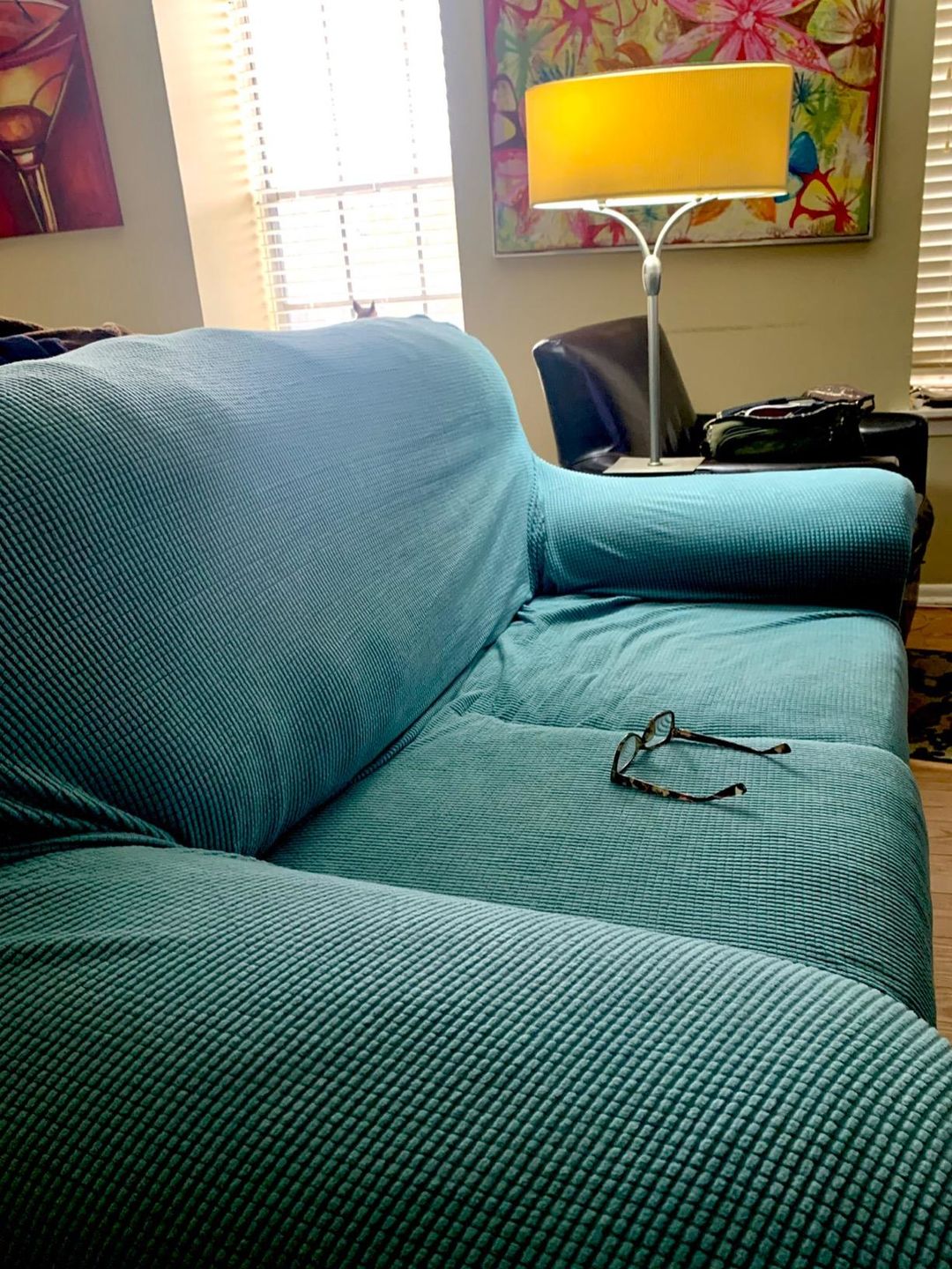 Customer photo review of 2 Pieces Stretch Sofa Slipcover Armchair Sofa Covers