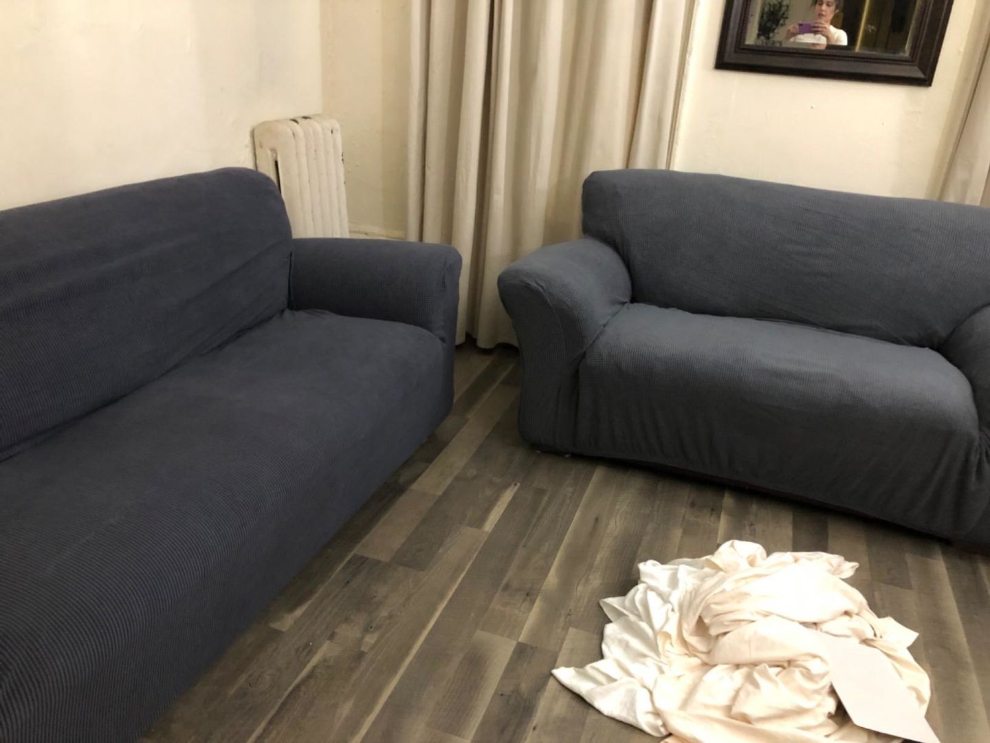 Customer photo review of 2 Pieces Stretch Sofa Slipcover Armchair Sofa Covers