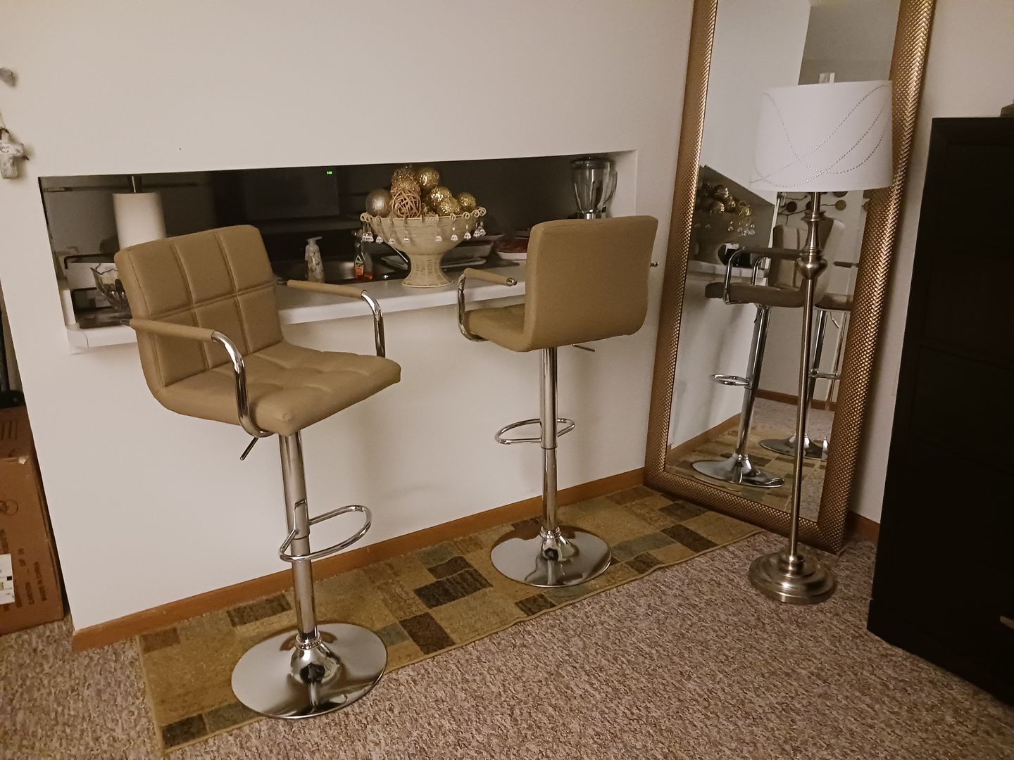 Customer photo review of Adjustable Square Bar Stools with Arm Rest (Set of 2)