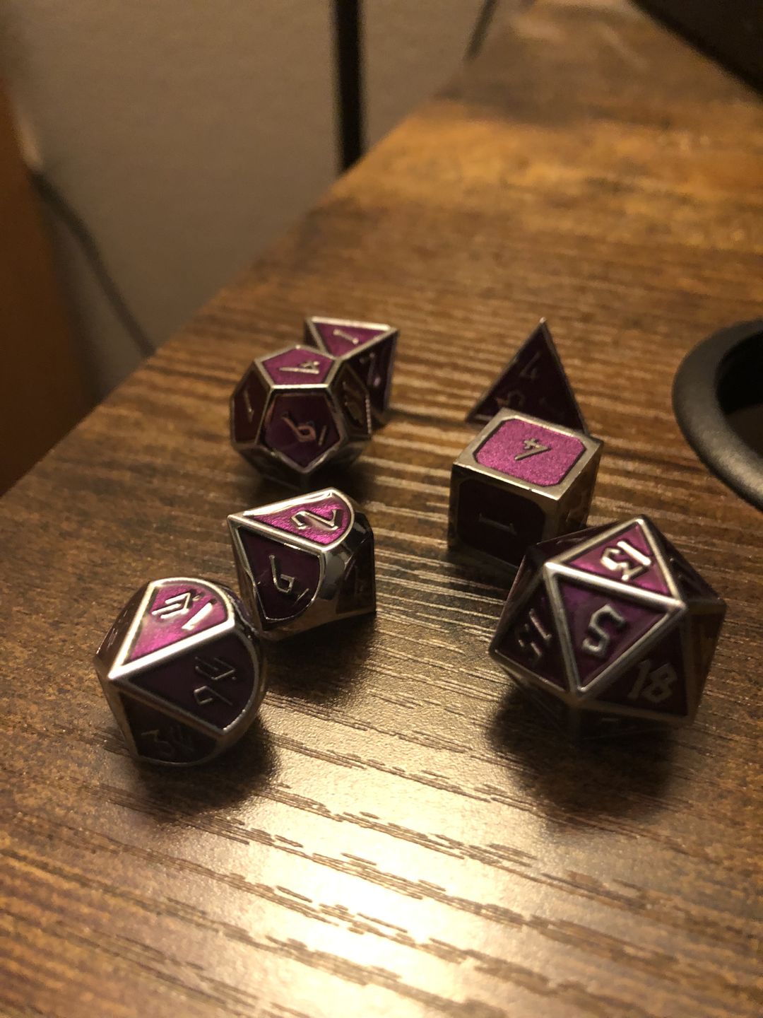 Customer photo review of ELDER RUNES PURPLE AND SILVER METAL SET