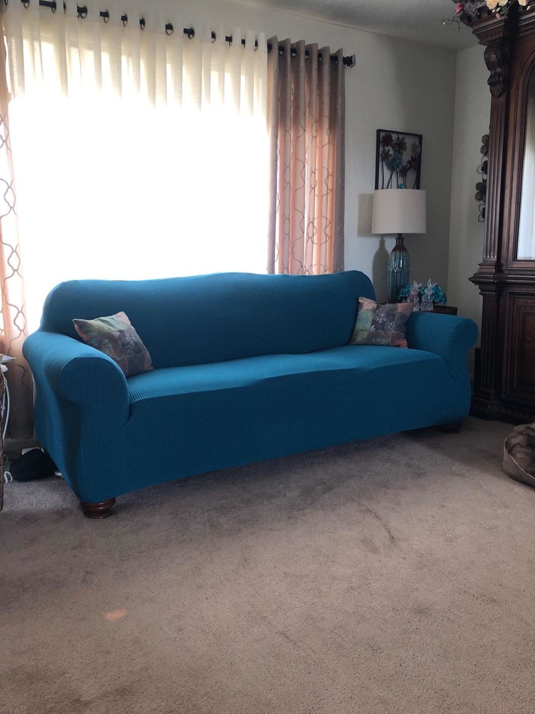 Customer photo review of 2 Pieces Stretch Sofa Slipcover Armchair Sofa Covers
