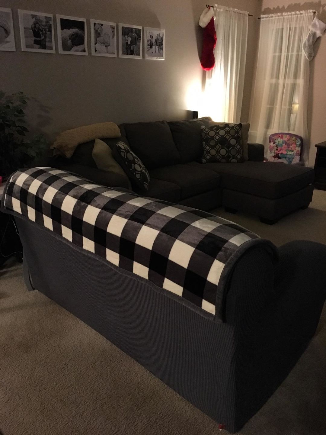 Customer photo review of 2 Pieces Stretch Sofa Slipcover Armchair Sofa Covers