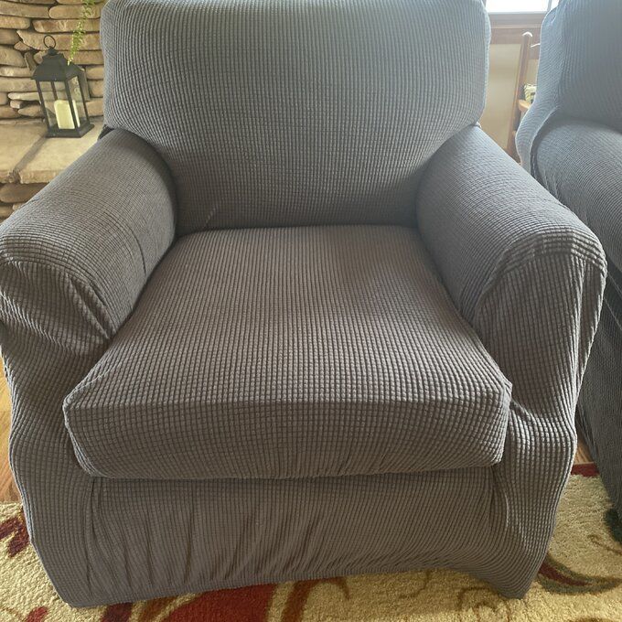 Customer photo review of 2 Pieces Stretch Sofa Slipcover Armchair Sofa Covers
