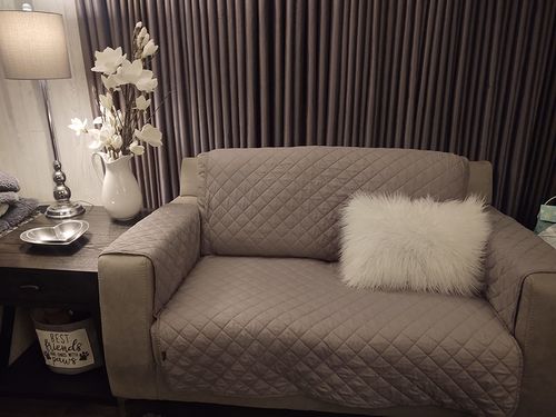 Customer photo review of Reversible Quilted Sofa Protector