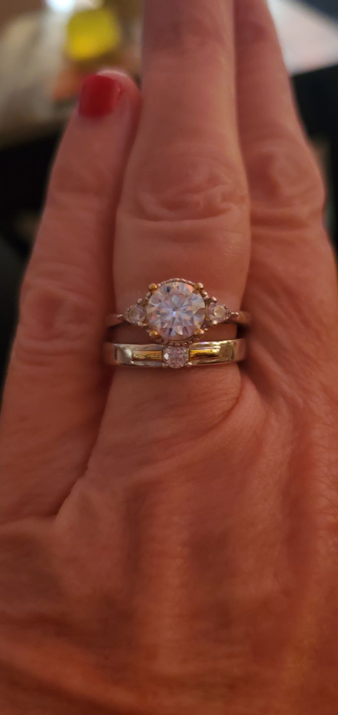 Customer photo review of Moissanite Fashion Two Tone Sterling Silver Wedding Band Ring