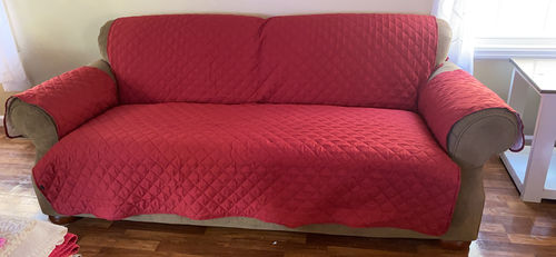 Customer photo review of Reversible Quilted Sofa Protector