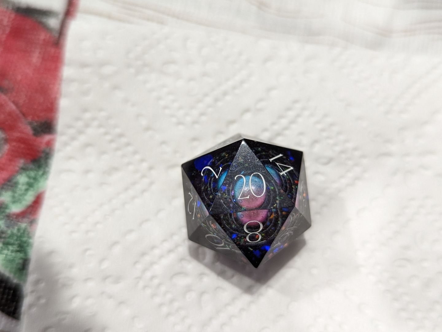 Customer photo review of URWizards D&D Resin Engraved Dice Set The Galaxy