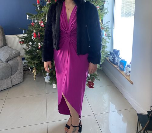 Customer photo review of Nina Orchid Plunge Maxi Dress