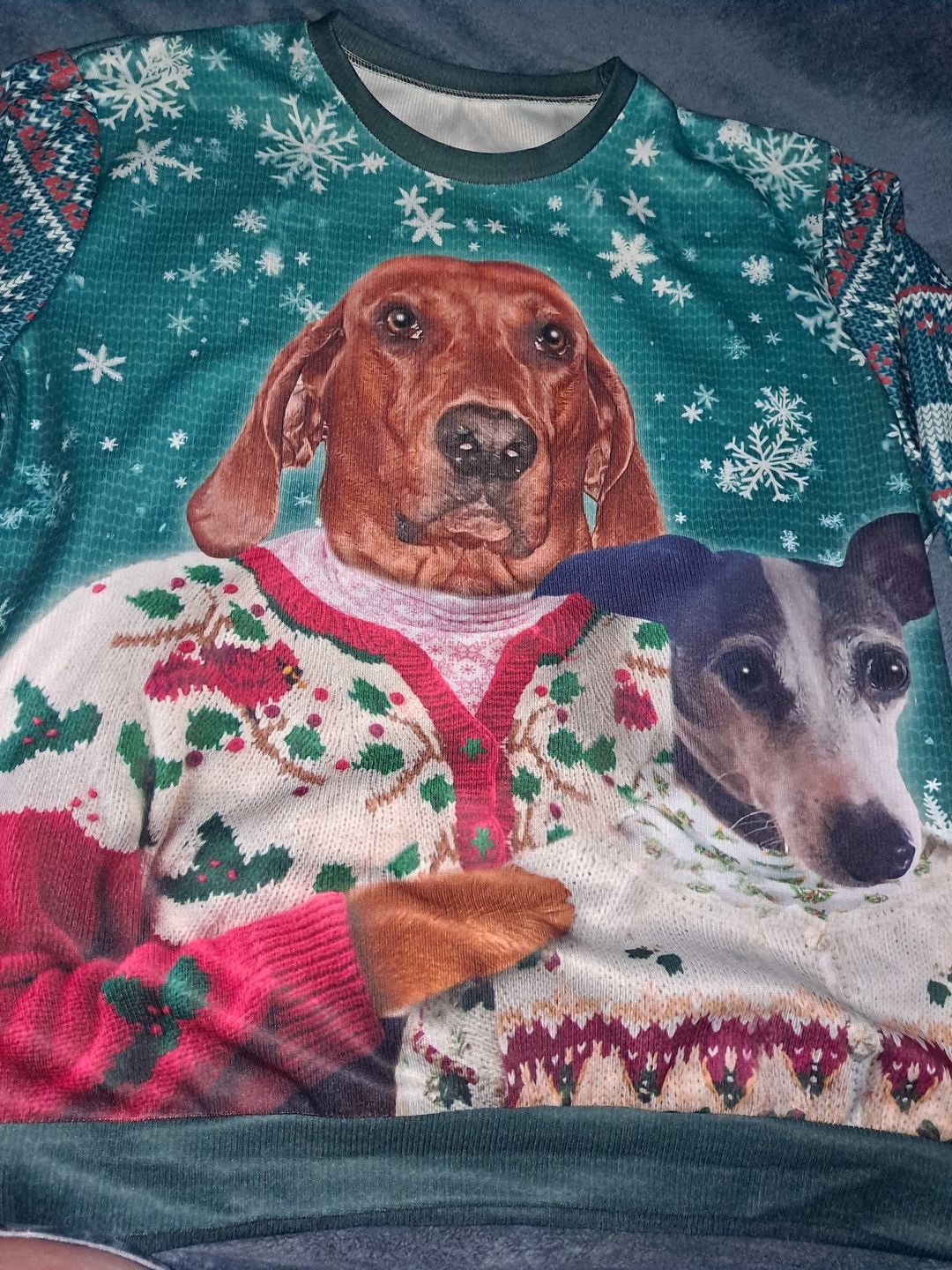 Customer photo review of Ugly Sweater Custom Mutiple Pets